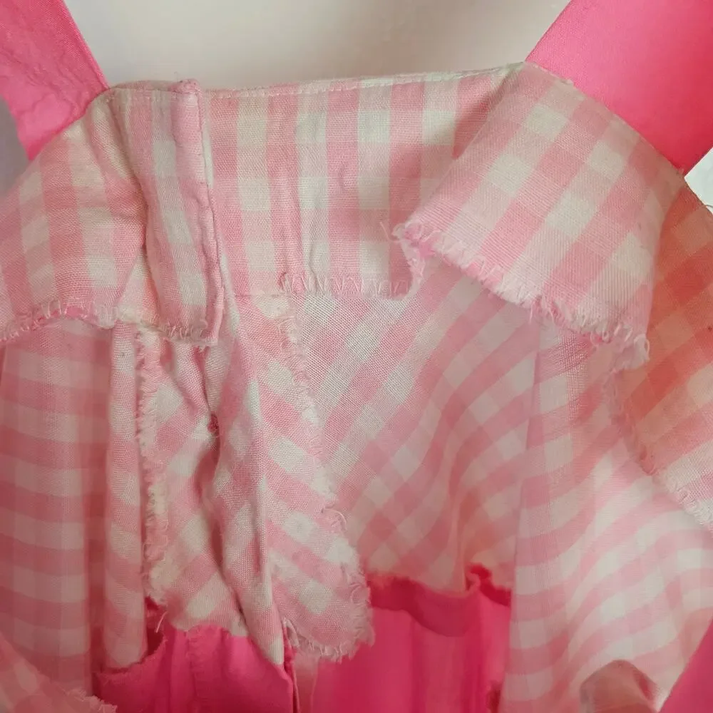 Vintage Handmade Dress & Shawl M? L? Pink Gingham‎ Midi - Picture 8 of 14